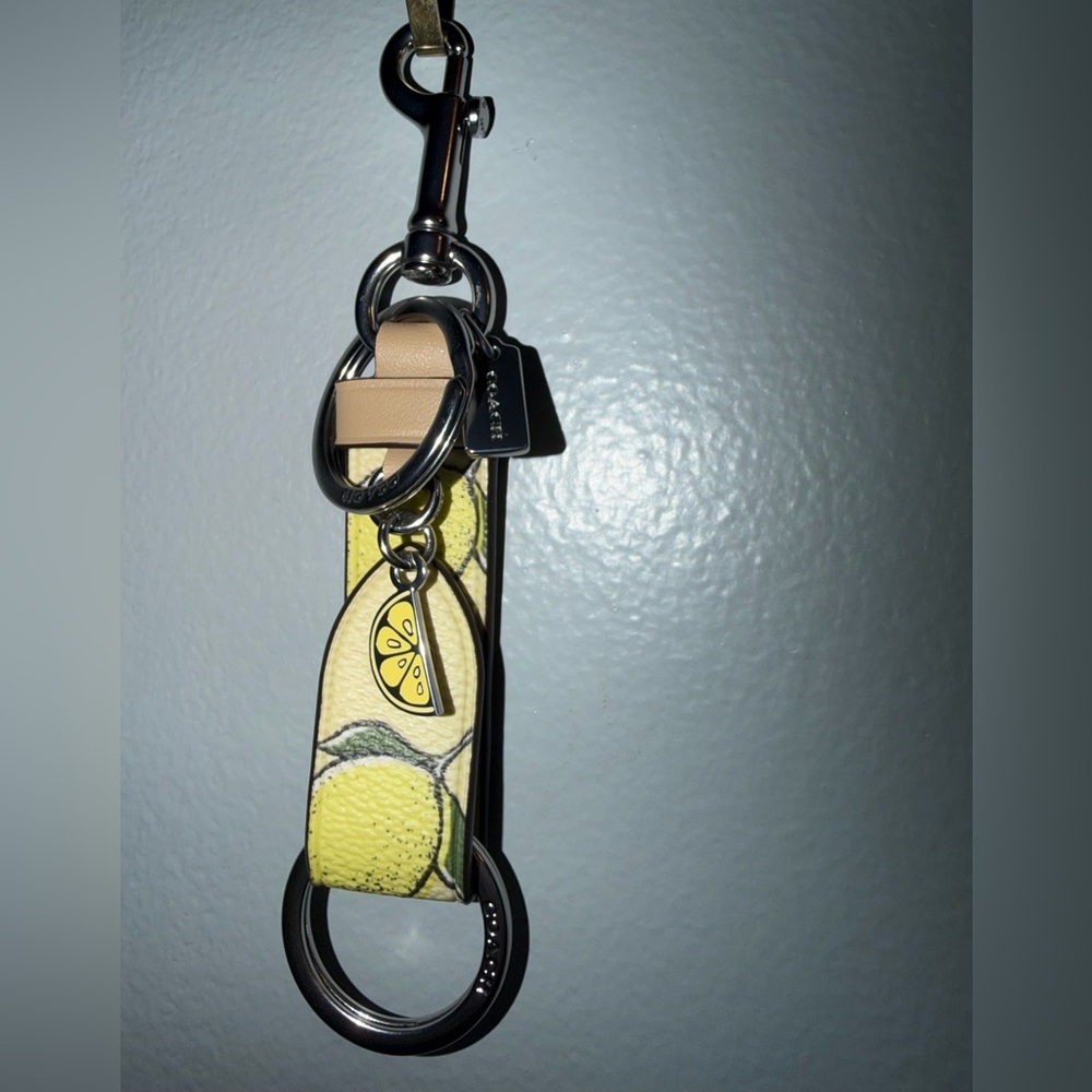Coach Trigger Snap Bag Charm With Lemon Print